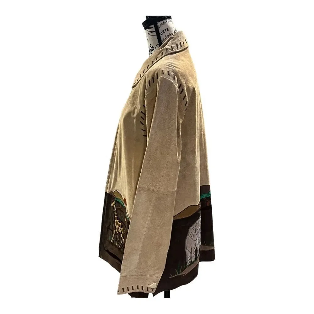 NWT Vintage Suede Quacker Factory Safari Animal Jacket Sz L - Picture 3 of 11
